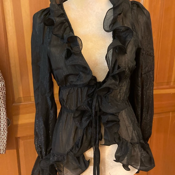 Nwt, Lavishly Paris Women’s Designer Ruffle Trim Top - Picture 12 of 16